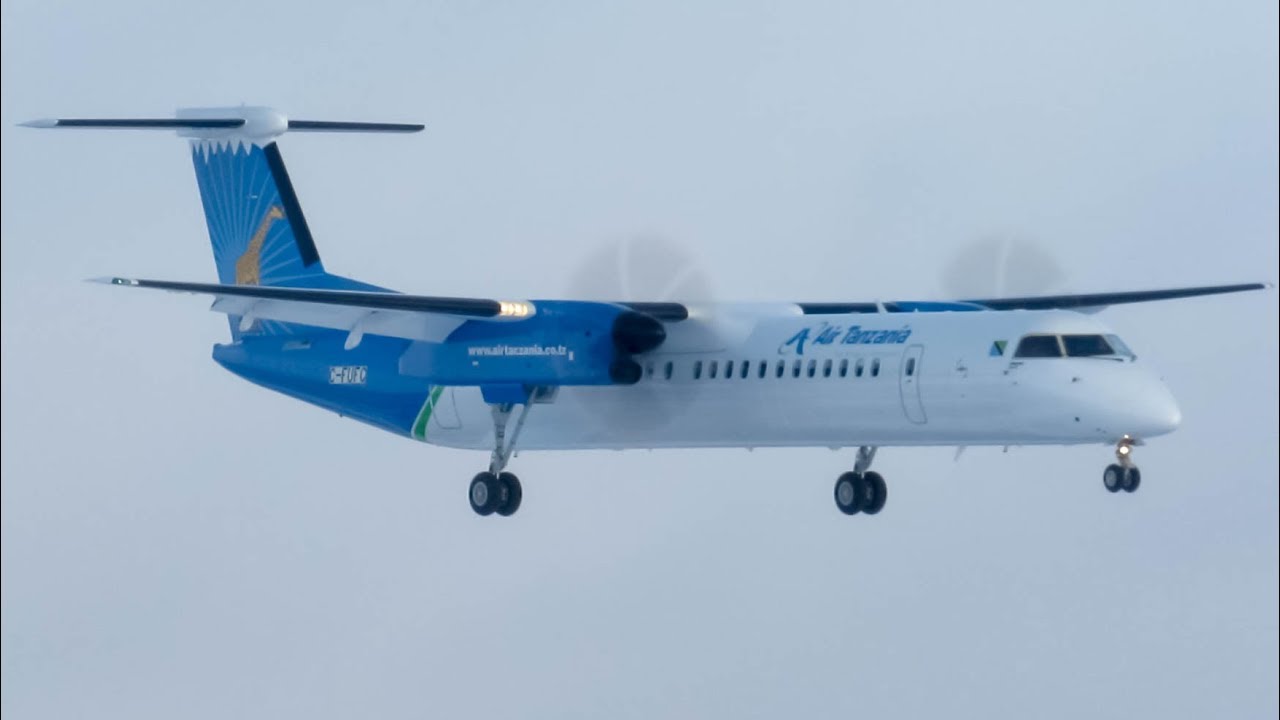 Air Tanzania Bombardier Q400 landing in Montreal (YUL/CYUL)