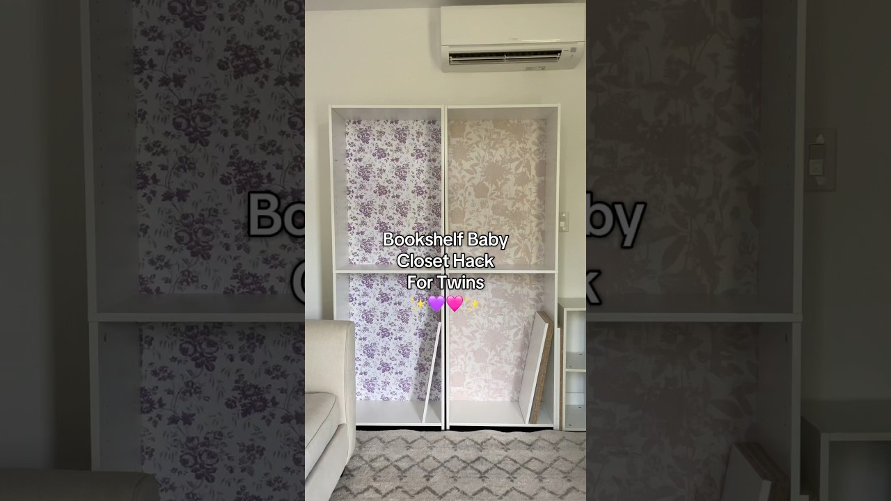 Target Bookshelf Baby Closet Hack! #nursery #twinnursery #twins #diy #diymom #bookshelfcloset #baby