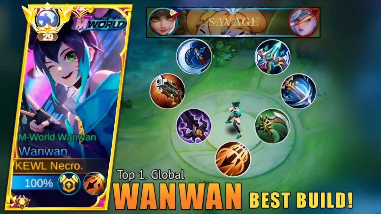 WANWAN BEST BUILD AND EMBLEM REVEAL!! ( Easy Savage ) | MLBB