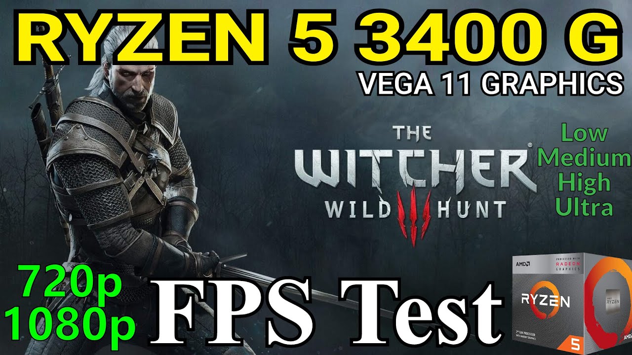 The Witcher Wild Hunt FPS Test With AMD Ryzen 5 3400g Vega 11 Graphics