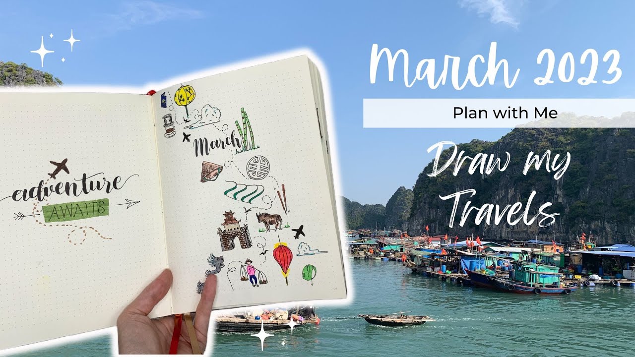 PLAN WITH ME | March 2023 Bullet Journal  Setup | Travel-inspired
