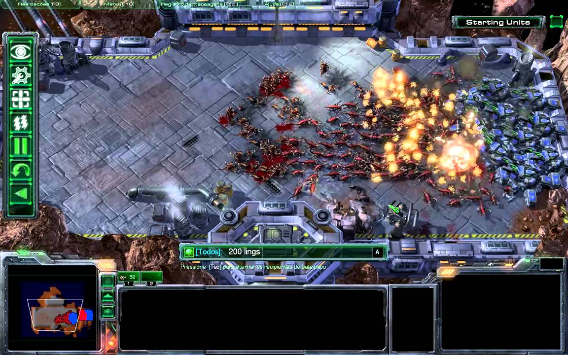 200 Zerglings vs 10 Siege Tanks - Starcraft 2