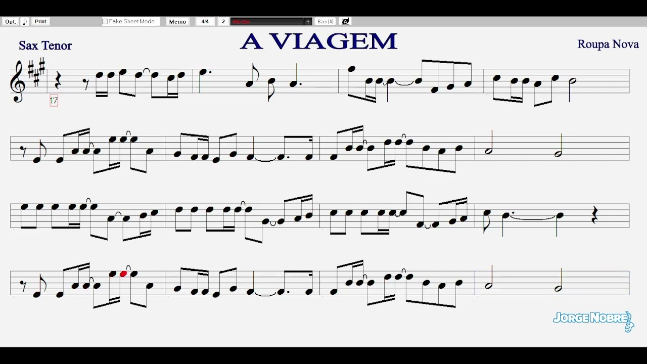 🎷Sax Tenor Vídeo Partitura com Playback - A VIAGEM - Roupa Nova 🎵