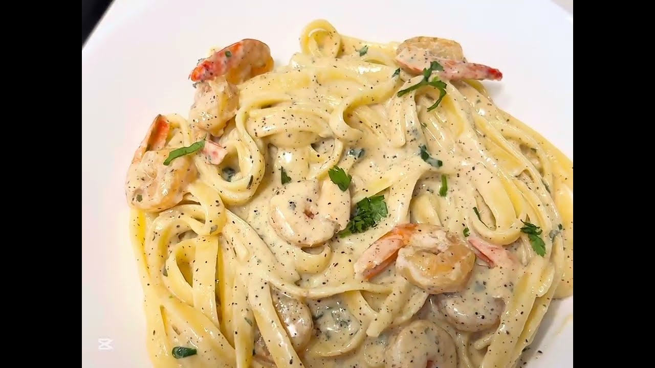 Creamy Shrimp Alfredo Pasta Recipe by Hamara kitchen 🍝