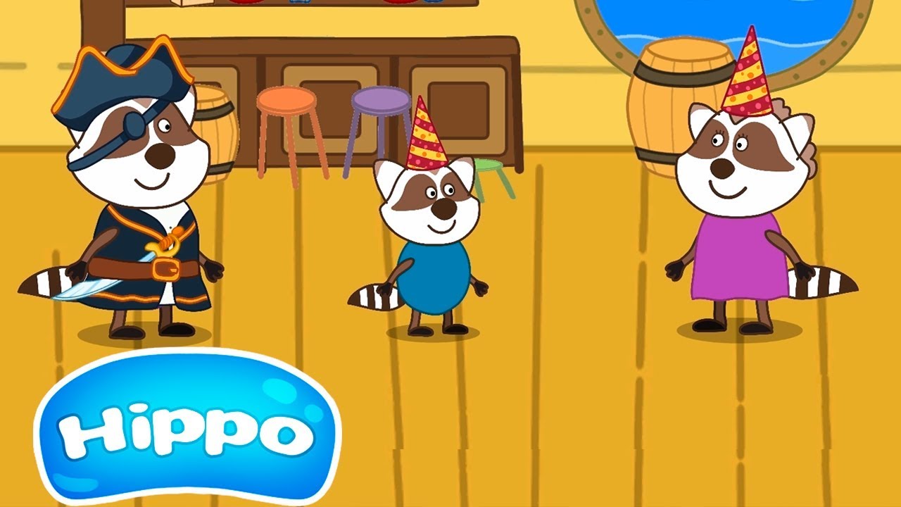 Hippo 🌼 Fiesta de cumpleaños de niños 🌼 Familia mapache 🌼 Dibujos animados Revisión del juego