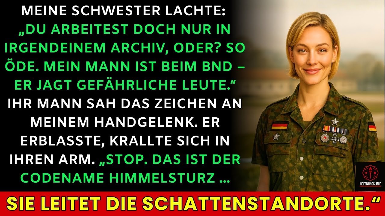 „Mein Mann arbeitet beim BND“, prahlte meine Schwester – bis er mein Zeichen sah: HIMMELSTURZ