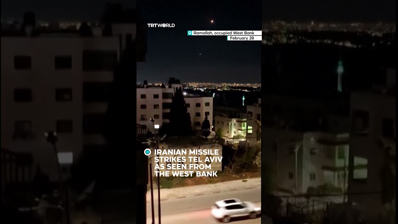 Iranian missile strikes Tel Aviv as seen from the West Bank