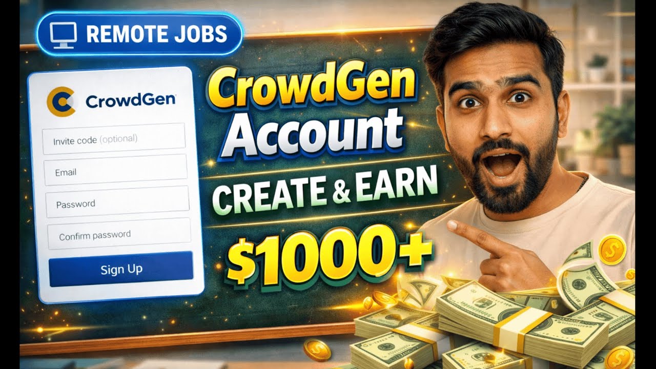 👉 CrowdGen Account Create करके $1000+ कमाएँ | Step-by-Step Full Process | Remote Jobs 2026