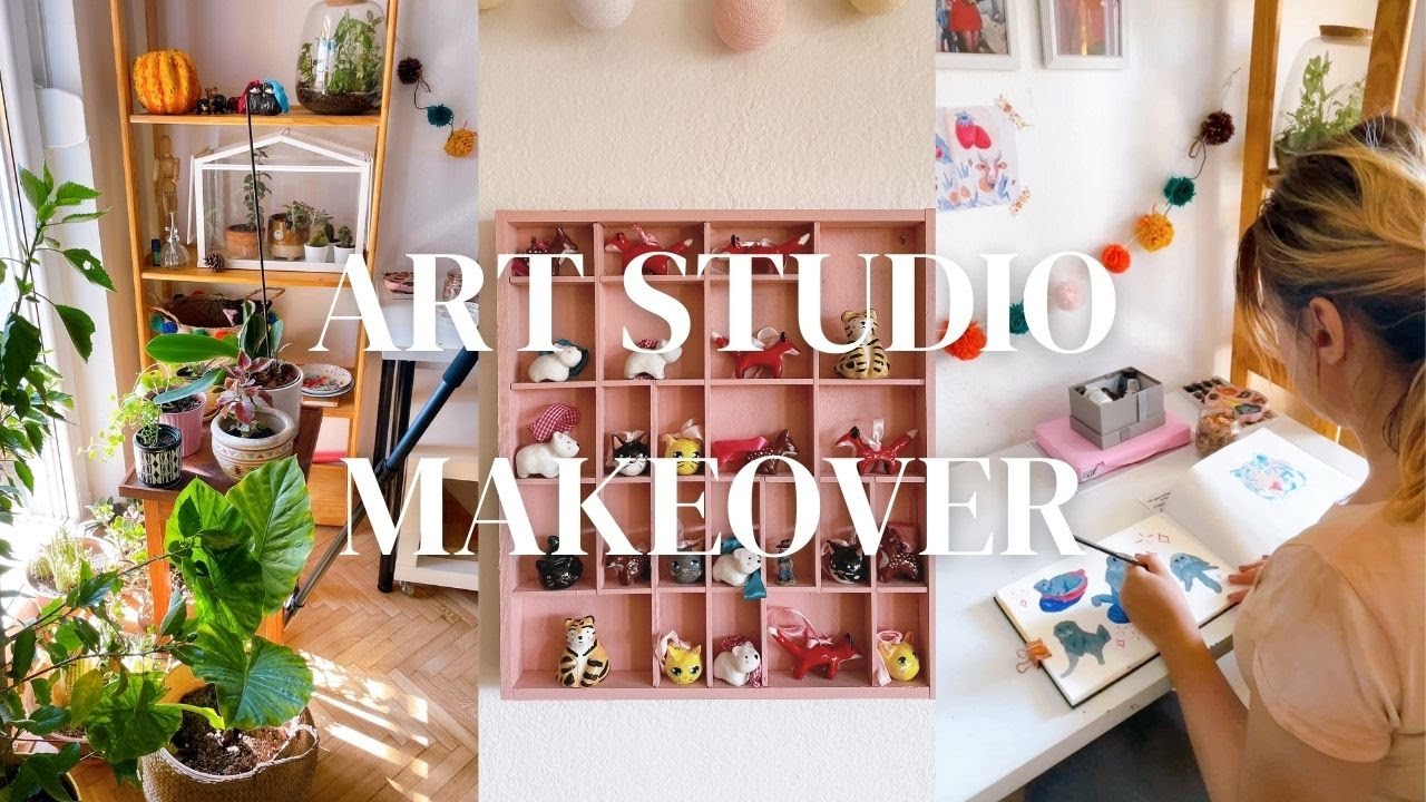 ART STUDIO MAKEOVER ✨ cleaning my studio, making a shelf for my trinkets, Ikea rack hacks