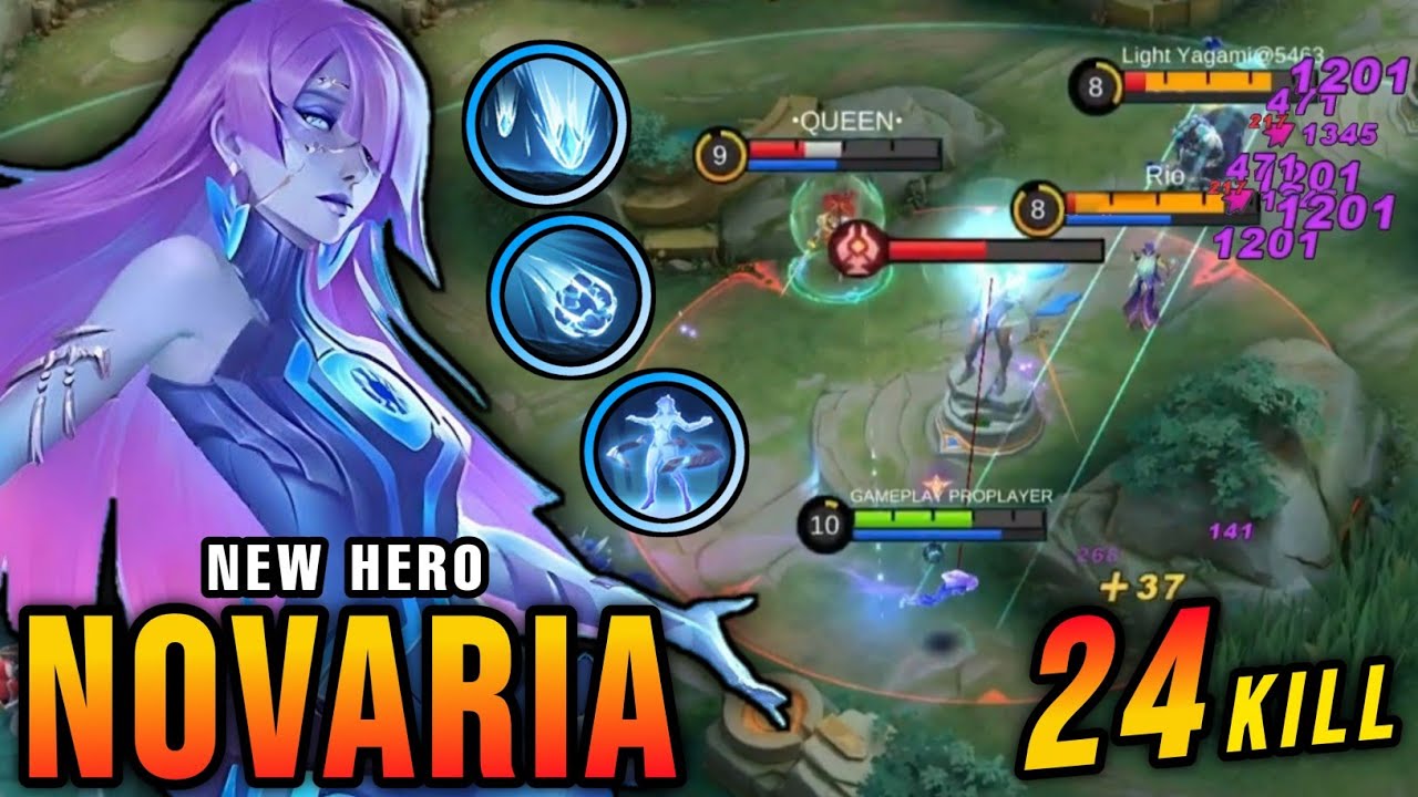 24 Kills!! New Hero Novaria MLBB is Broken!! - New Hero Tryout ~ MLBB