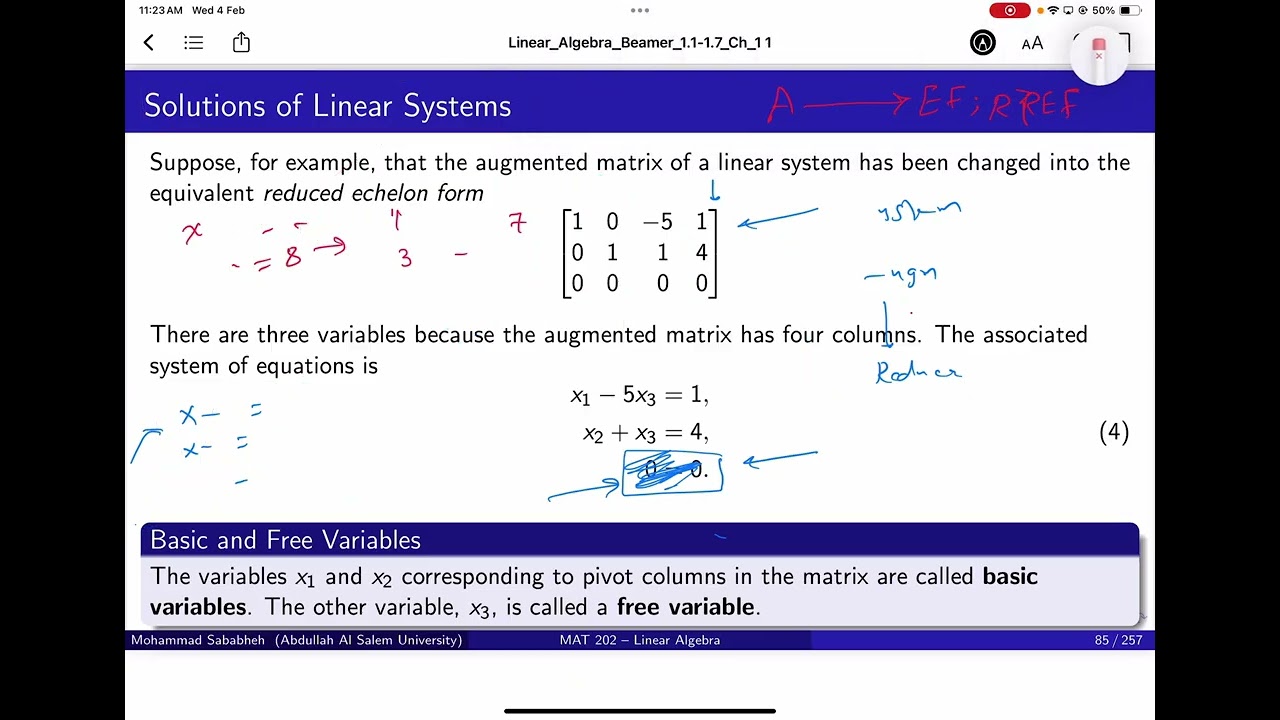 013 Linear Algebra Using RREF to Solve systems