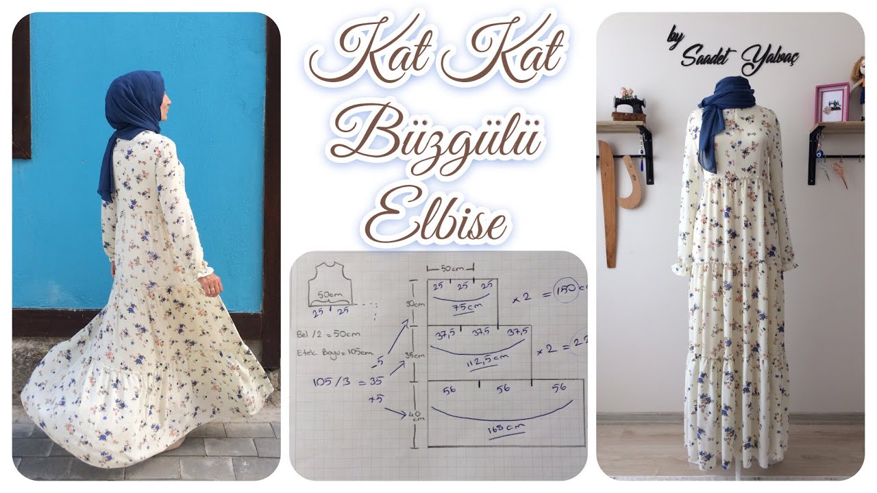 KAT KAT BÜZGÜLÜ ELBİSE DİKİMİ | KAT KAT ETEĞİN PÜF NOKTASI 🤩 | LASTİKLİ KOL YAPIMI | PERVAZ DİKİMİ
