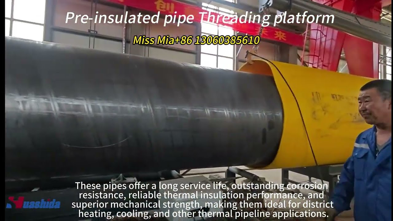 Insulated pipe extruder line.