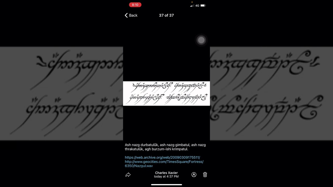 魔戒全屬至尊御，至尊指引諸魔戒，至尊魔戒喚眾戒，眾戒歸一黑暗中。 托爾金語言小教室～～～