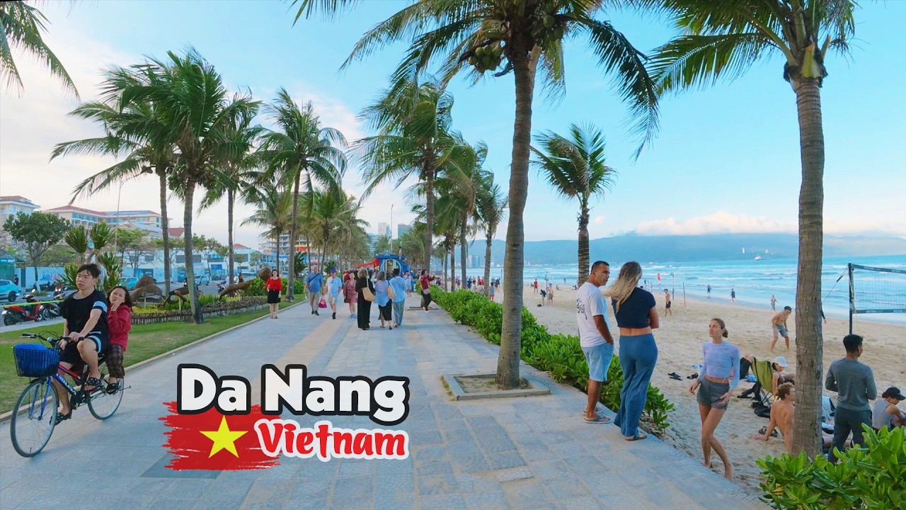 Da Nang Beautiful My Khe Beach - Vietnam Walking Tour Travel Video From Da Nang City