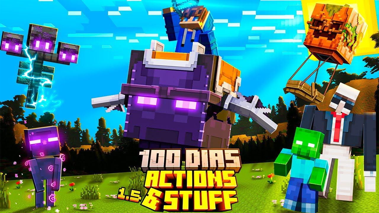 SOBREVIVI 100 DIAS NO ACTIONS & STUFF 1.5 DO MINECRAFT BEDROCK