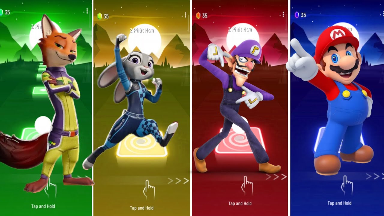Epic Fox vs Bunny vs Purple Villain vs Hero | Insane Tiles Hop Battle Challenge