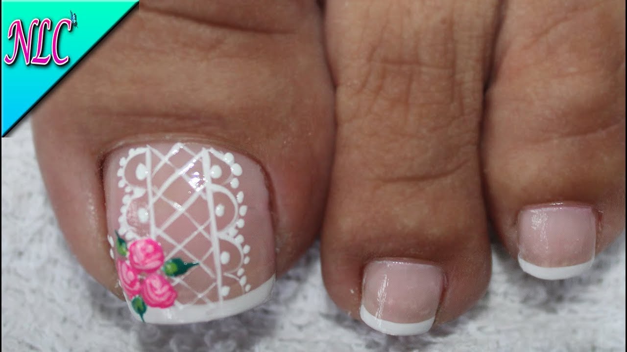 DISEÑO DE UÑAS PARA PIES ROSAS SENCILLAS - ROSES NAIL ART - NLC