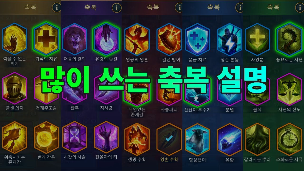 많이 사용하는 축복 설명 | 레이드 그림자의 전설 Raid Shadow Legends