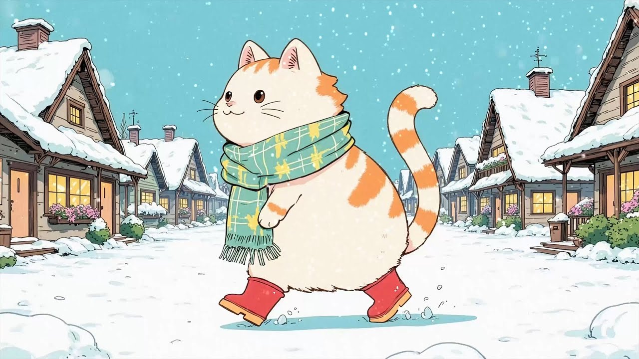 Cute Winter Cat Lofi ❄️ Chill Lo-Fi Hip Hop Beats for Study, Relax, Work & Sleep