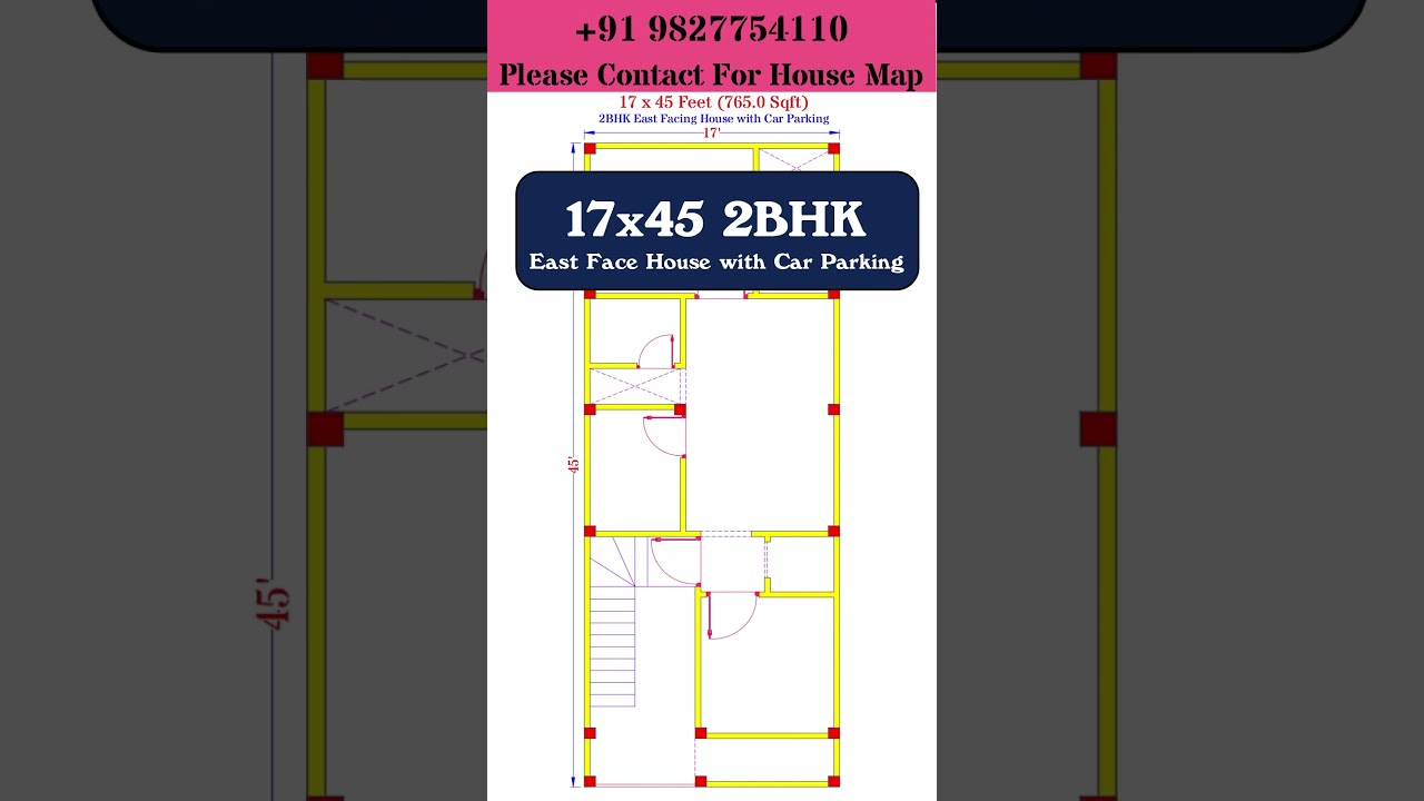 17x45 2BHK House Plan | 17 by 45 Ghar ka Naksha | 17*45 House Plan