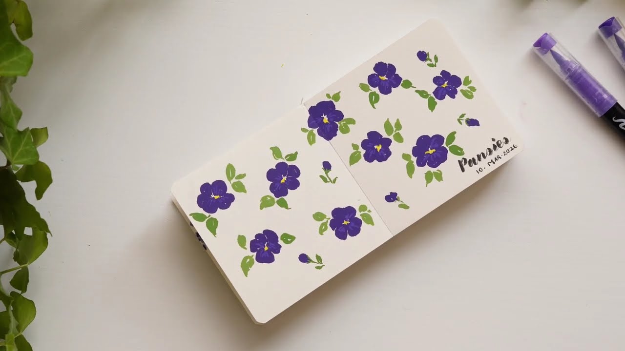 Pansies | Floral art with Acrylic Markers