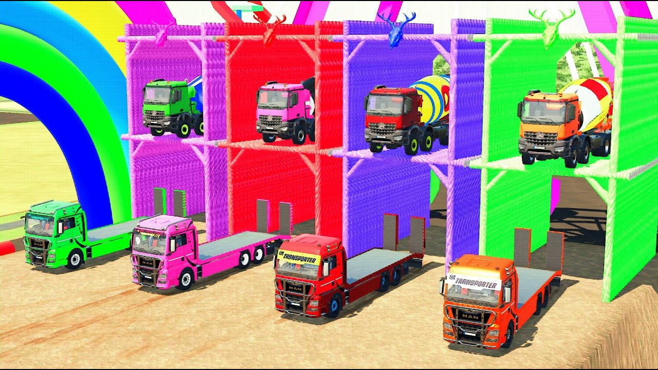 TRANSPORTING POLICE CARS, AMBULANCE, FIRE TRUCK, COLORFUL CARS WITH TRUCK  FARMING SIMULATOR 22! #5