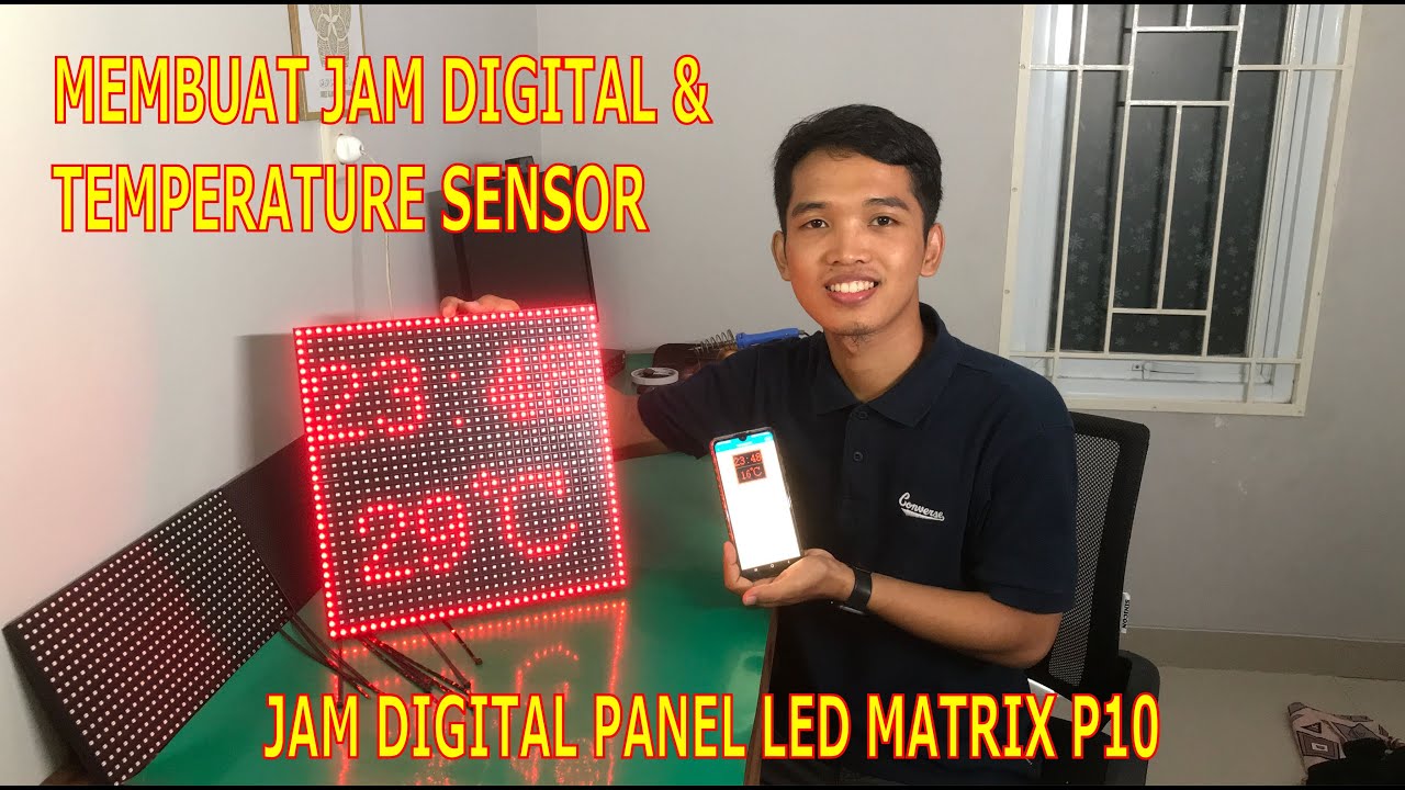 Membuat Jam Digital & Temperature Sensor | LED Matrix P10 | Huidu 03 | Digital clock led matrix