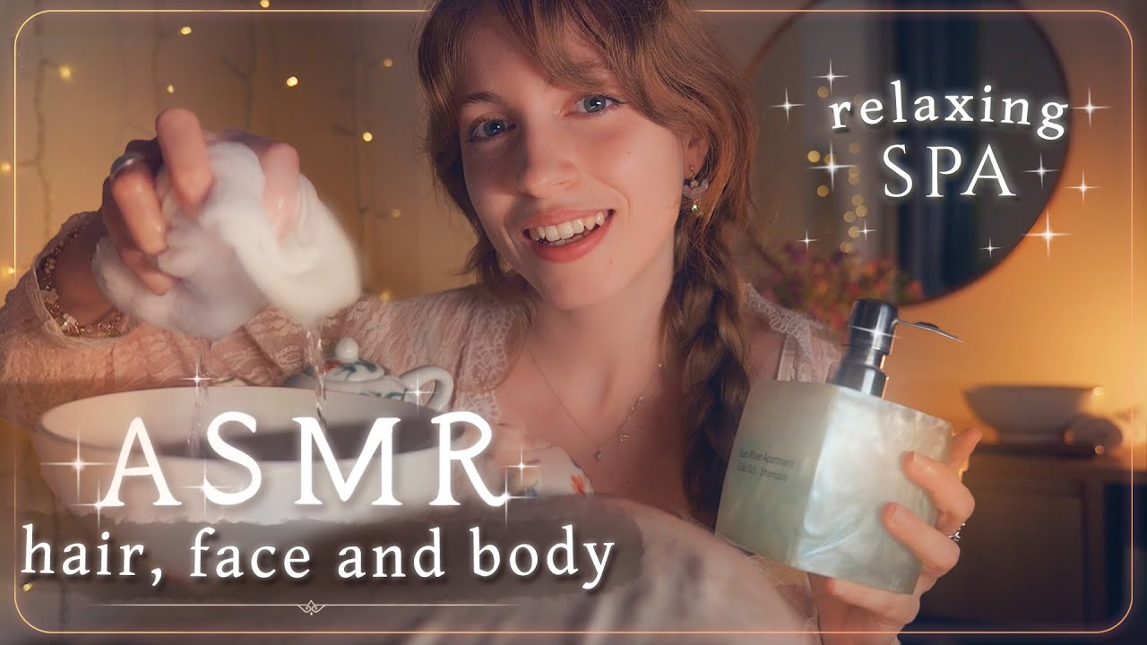 ASMR-спа для СНА 🌿 Массаж волос, лица и всего тела ✨ 1 час глубокой релаксации (✓SUB)