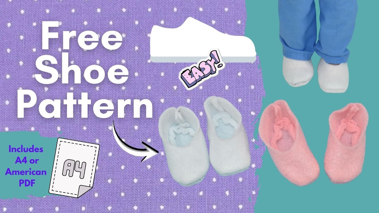 Free Doll Clothes Patterns: How to Make Doll Shoes Out of Felt #disneyprincessdoll #DIYdoll #seweasy