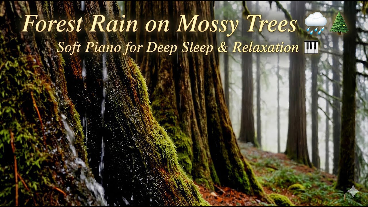 Forest Rain on Mossy Trees 🌧️🌲 Soft Piano for Deep Sleep & Relaxation