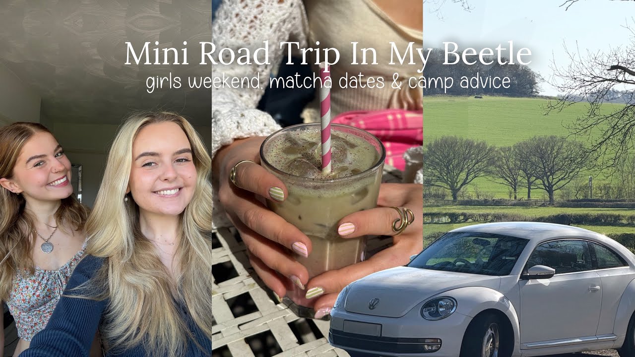 First Mini Road Trip In My Beetle! 🛣️🤍 | summer camp advice, girls weekend & trying new matcha