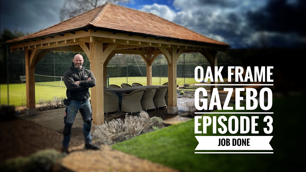 Oak Frame Gazebo: Final Episode Cedar Roof finished, JOB DONE!