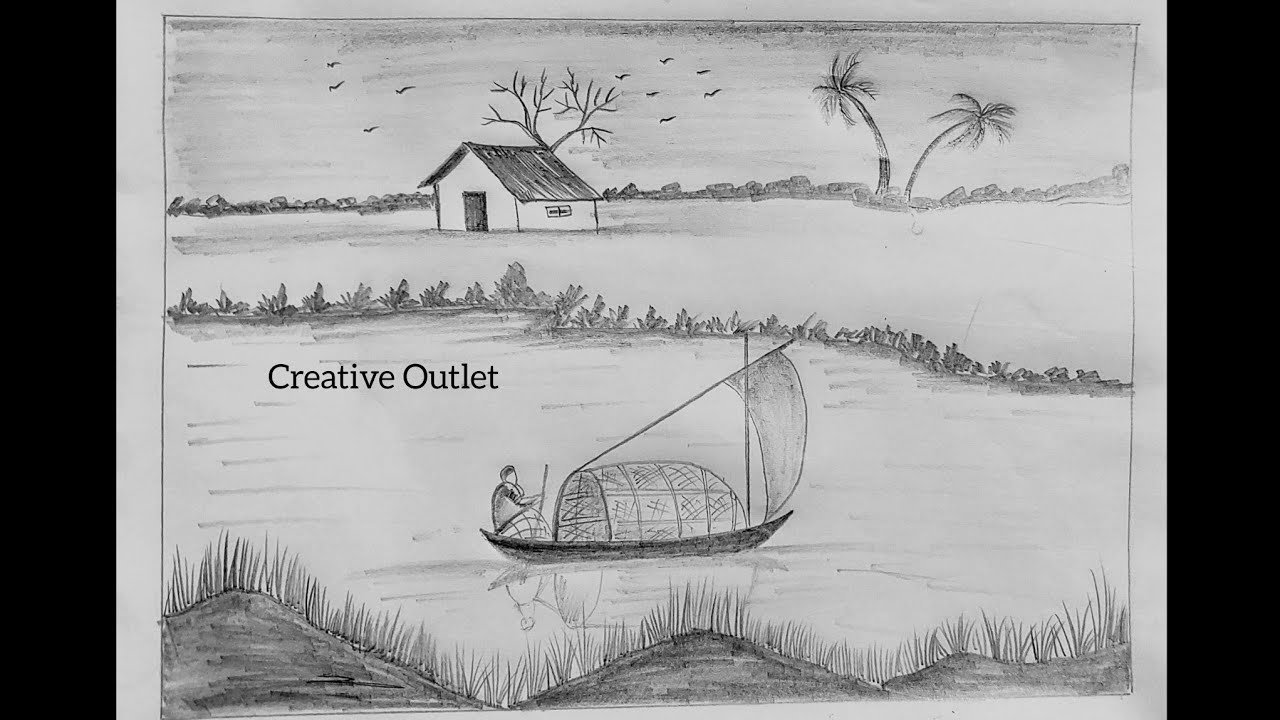 Scenerysketch With Pencil ✏️//Landscape Drawing//Pencil Drawing  #diy #scenery #viral