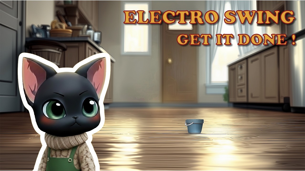 Clean with Me A Productive Day of a Black Cat 🧹 Lo-fi Electro Swing