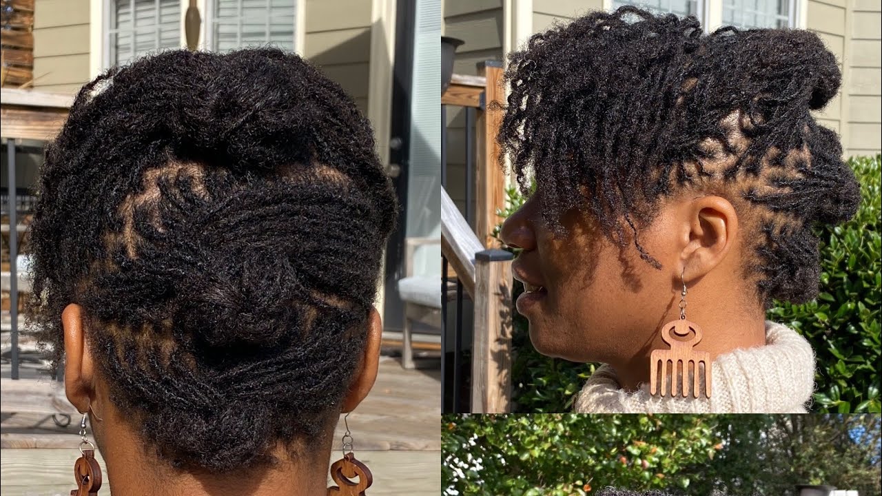 Short DIY microlocs style: 5-minute updo