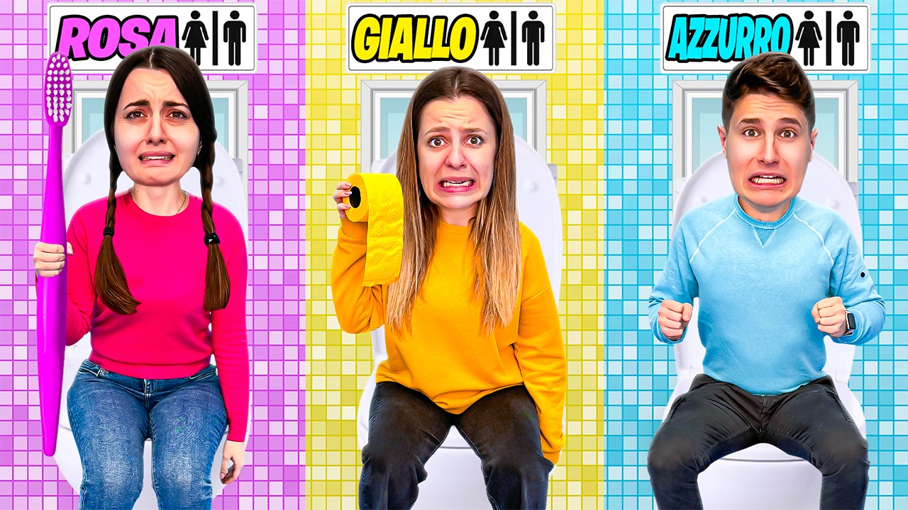 SOPRAVVIVIAMO NEL BAGNO NEL TUO COLORE PER 24 ORE CHALLENGE CON I NOSTRI AMICI!🚽