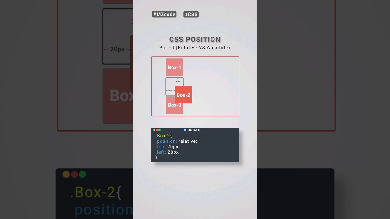 CSS Relative VS Absolute Positions #css #coding #shorts #viral #hindi