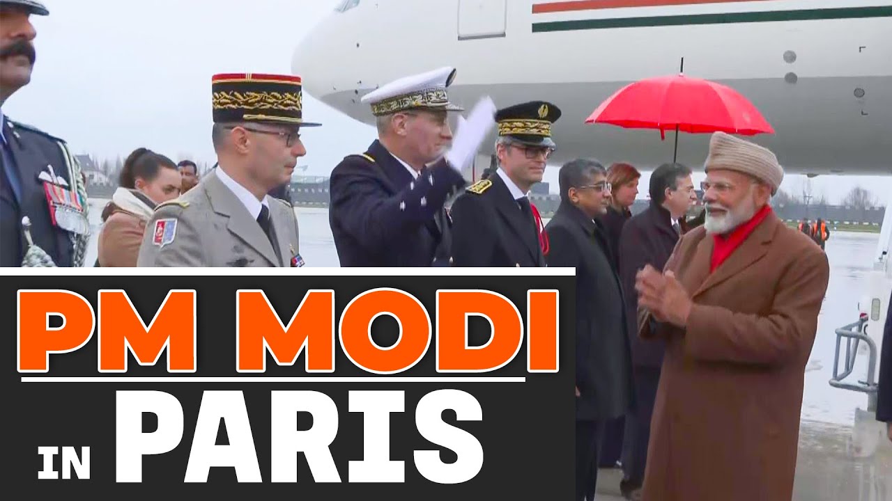 PM Narendra Modi arrives in Paris I France I India I Emmanuel Macron I AI Summit