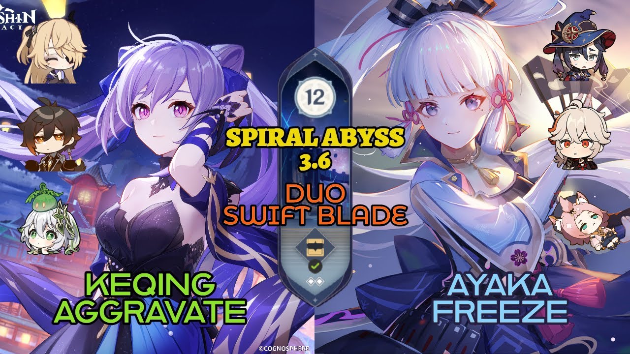 C4 Keqing Aggravate & C2 Ayaka Freeze - Genshin Impact 3.6 - Spiral Abyss Floor 12 (9★)