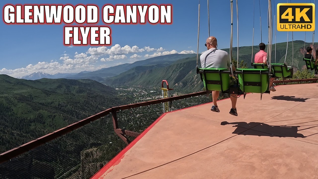 Glenwood Canyon Flyer POV (4K 60FPS), Glenwood Caverns Swing Ride Over a Cliff | Non-Copyright