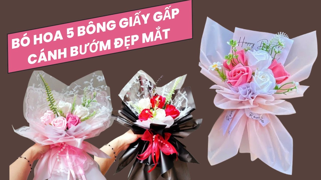 Bó Hoa 5 Bông Cánh Bướm Đẹp Mắt – Cách Gói Siêu Nhanh Trong Vài Bước| Shop hoa Yến Nhi