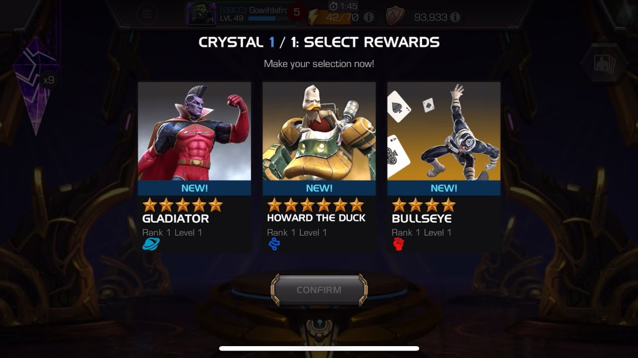 MCOC Cavalier and 6 Star Nexus Crystal Opening
