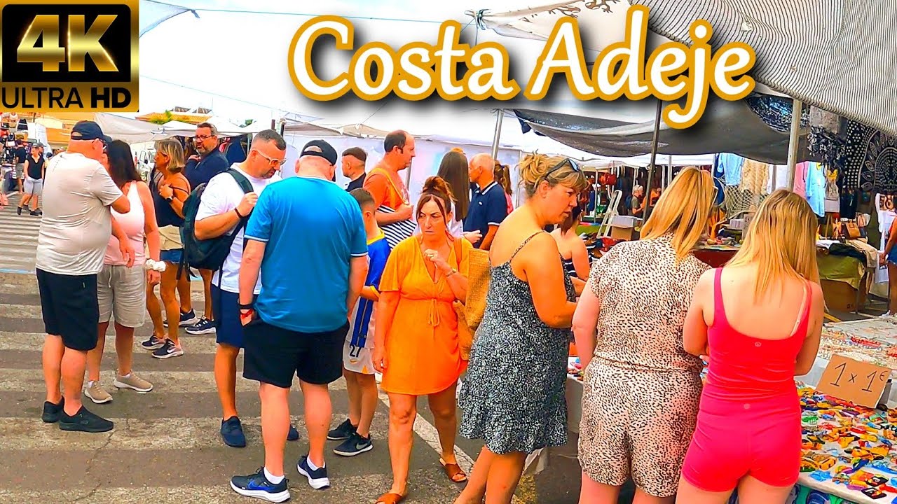 TENERIFE - COSTA ADEJE | Many People on Thursday Market Day 🧐 4K Walk ● April 2023