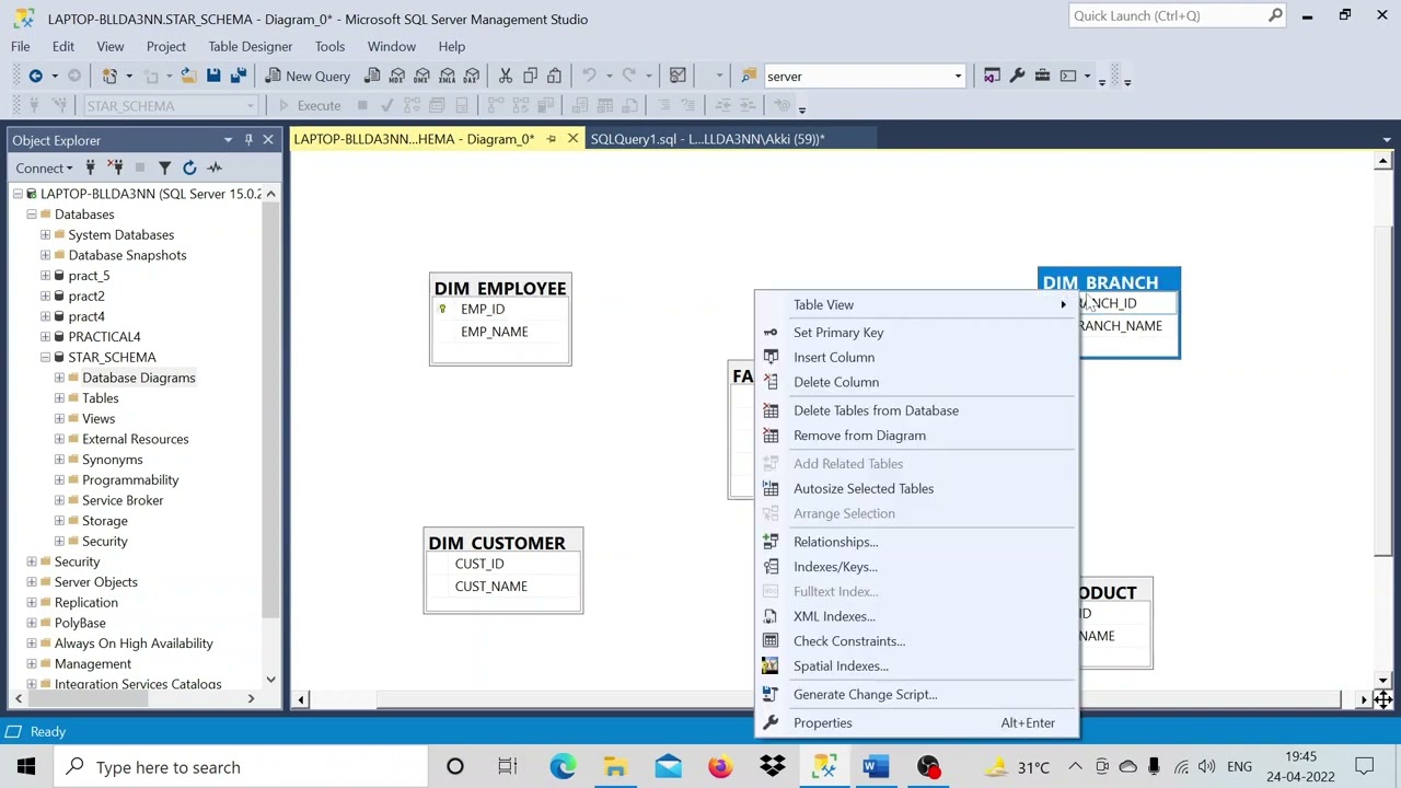 Create Database,Server, Create Star Schema | SQL Server Management Studio