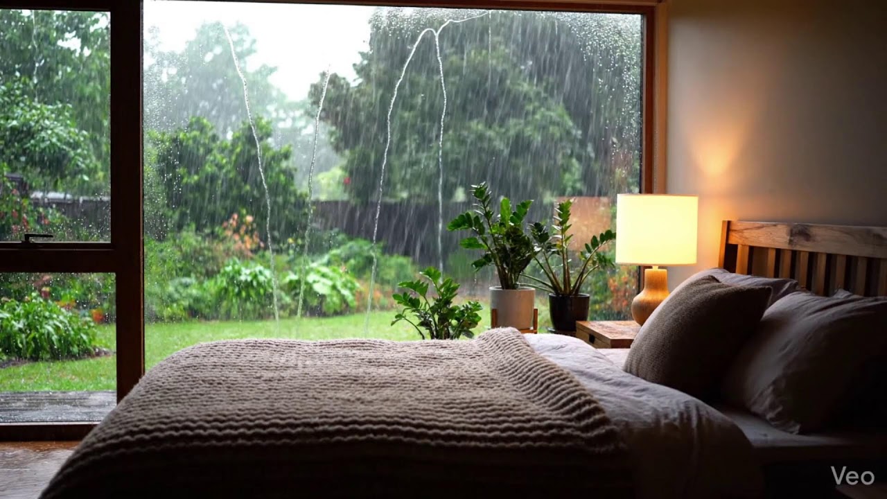 Streaming Peaceful Rain Outside a Cozy Room Window | ASMR for Focus