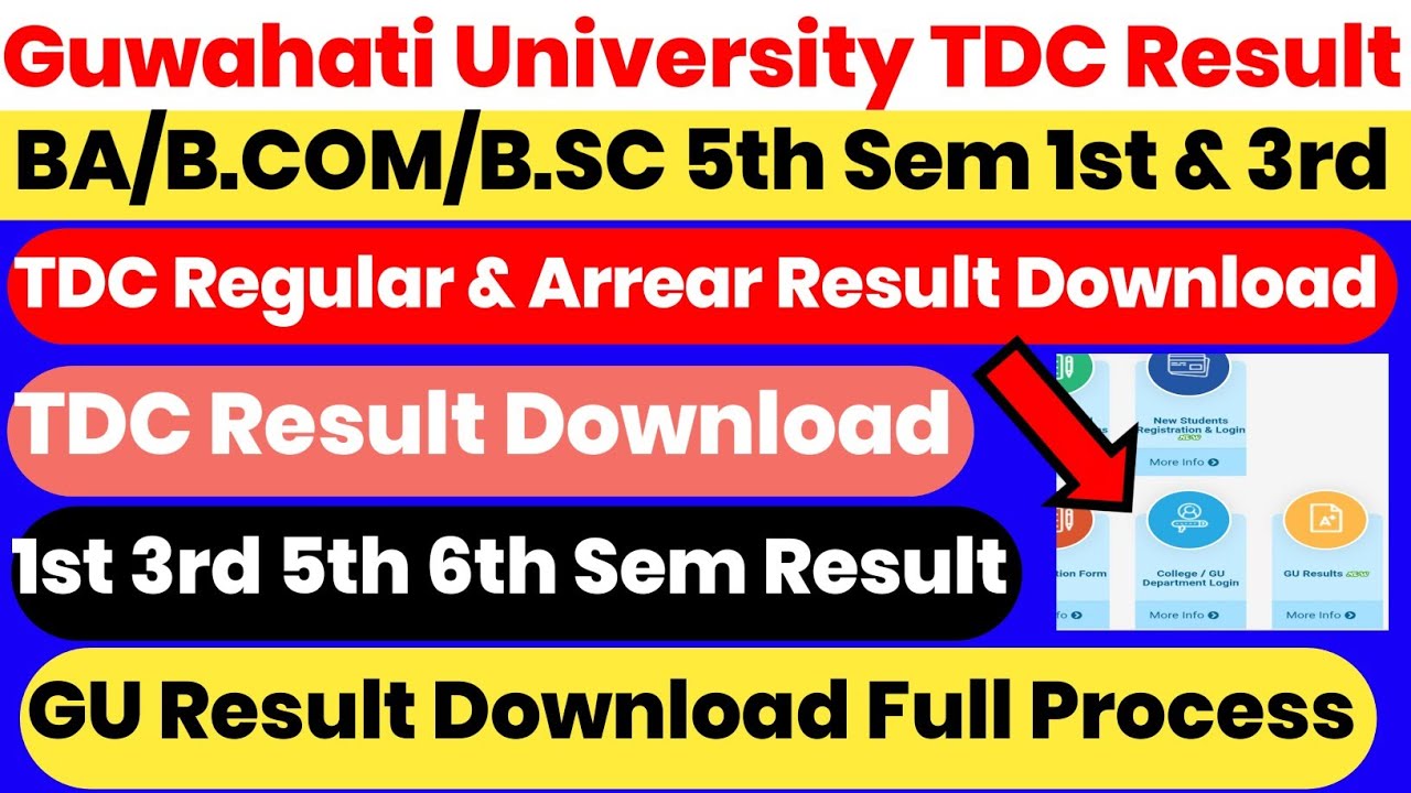 Guwahati University TDC 1st 3rd 5th 6th Sem Result Download Full Process | BA B.COM B.SC GU Portal