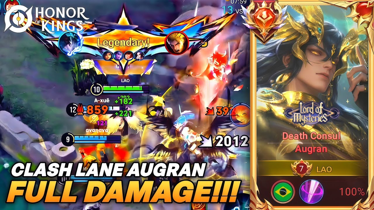 CLASH LANE AUGRAN FULL DAMAGE BUILD - HONOR OF KINGS