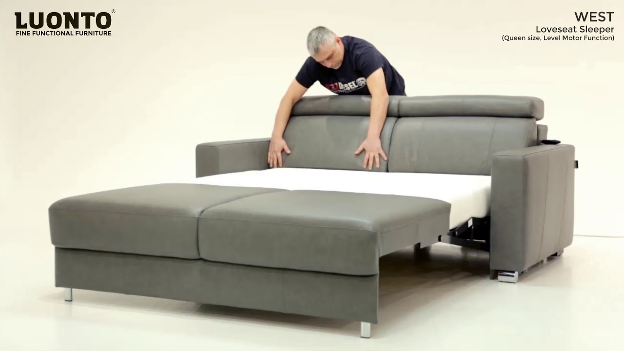 Motor Sleeper Sofa - Luonto Furniture´s West Queen size Loveseat Sleeper, Level Motor Function