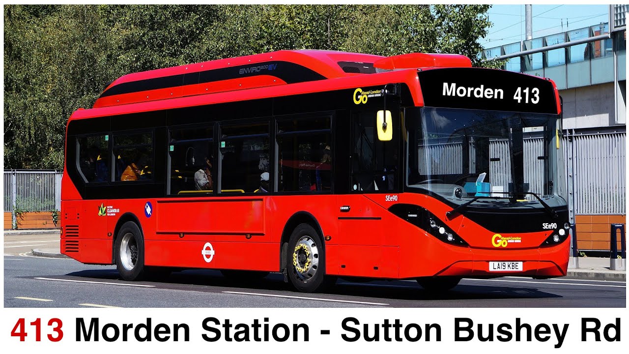 London Bus Route 413. Morden Station to Sutton Bushey Road (on a rather misty day!)